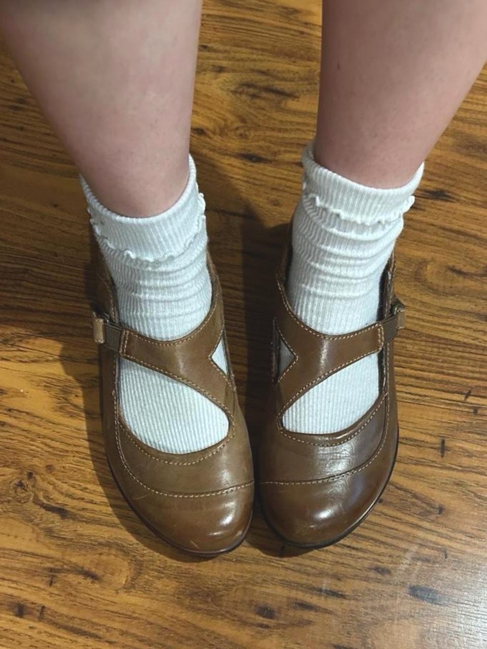 SoftWalk Vintage Brown Leather Mary Jane Slip-On Loafers